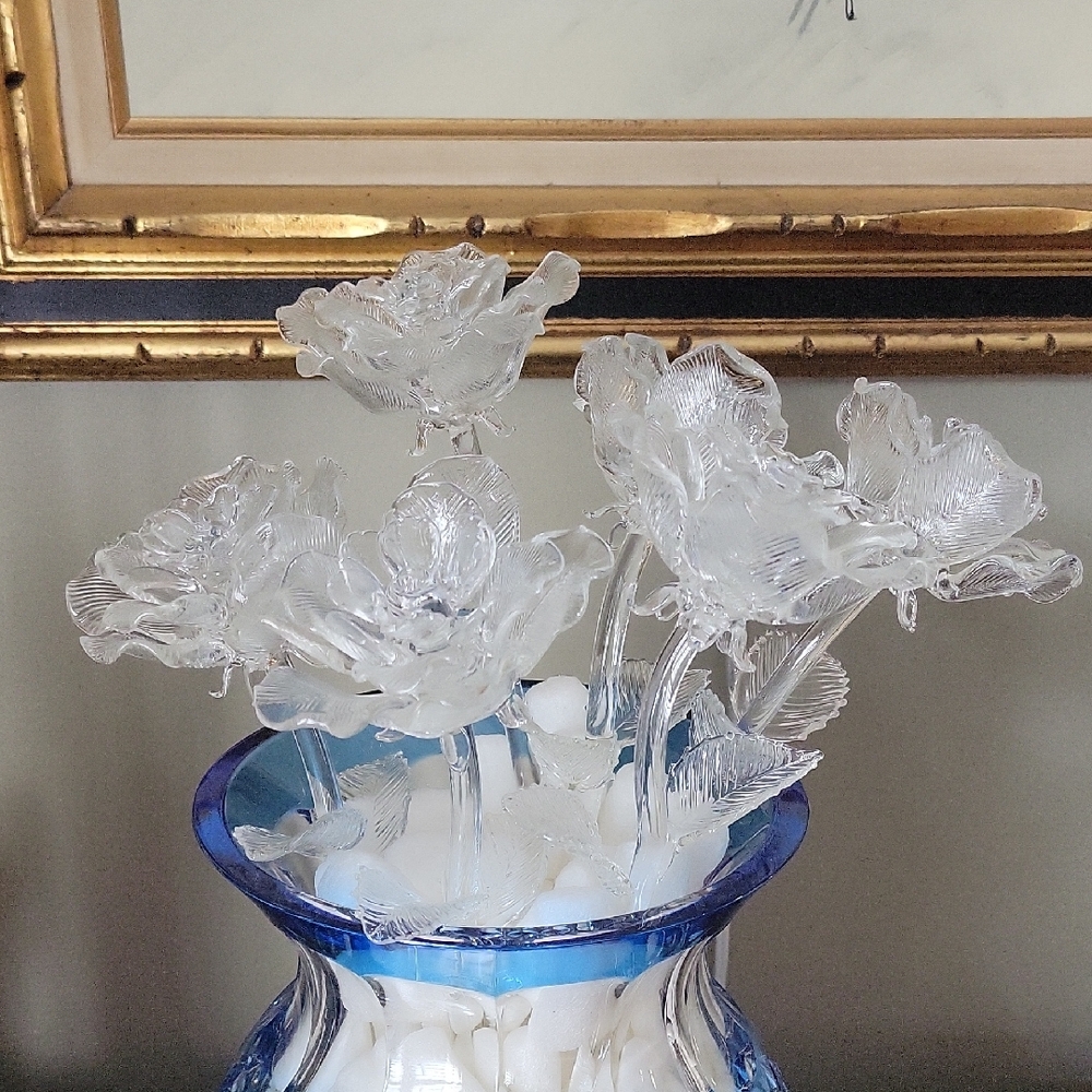 WATERFORD FLEUROLOGY 15" CLEAR CRYSTAL SINGLE ROSE, LIKE NEW WITH BOX